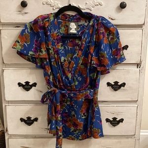 Anthropologie Girls From Savoy Floral Silk Top Size 2